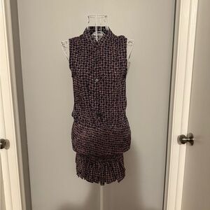 Chic Sleeveless Mini Dress - Black and Pink